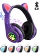 Навушники з котячими вушками Бездротові Wireless headphones Cat ear CXT-B39 Фіолетові з Bluetooth гарнітурою та LED підсвічуванням - зображення 1