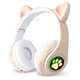 Наушники с кошачьими ушками Беспроводные Wireless headphones Cat ear CXT-B39 Бежевые с Bluetooth гарнитурой и LED подсветкой - изображение 3
