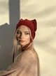 Шапка с ушками кошка D.Hats бордового цвета теплая универсальная - изображение 2