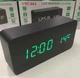 Настольные часы Wooden Watch электронные светодиодные с будильником USB 15см Чёрно-зелёные (VST-862-3) - изображение 6