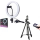 Набор для блогера Selfie Ring Light светодиодная лампа кольцевого света и штатив с беспроводным Bluetooth-пультом Черный (М20-5208) - изображение 1
