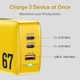 Мережевий зарядний пристрій Veron TC-67 (67 Вт, PD, QC 3.0, x2 USB Type-C, USB Type-A, блок живлення, 3A, з індикатором, швидка зарядка) - Жовтий - зображення 4