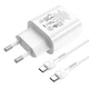 Зарядний мережевий пристрій HOCO N22 25W 1Type-C + Кабель Type-C - Type-C 20W 3А 1м White - зображення 2