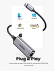 Проводной сетевой адаптер USB C - RJ45 Ethernet Ugreen Thunderbolt 3 ‎Grey (YM952) - изображение 5