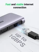Багатопортовий адаптер концентратор Ugreen USB C 10 в 1 USB C Ethernet з 4K HDMI VGA Grey (YM950) - зображення 4