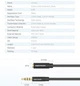 AUX аудіо кабель подовжувач Vention 4 pin Audio 3.5 мм Metal Type 3 м Black (YM871) - зображення 9