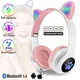 Бездротові Bluetooth навушники з вушками GoVern Cat Ear 23 та LED підсвічуванням дитячі Pink - зображення 1