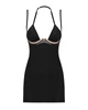 Пеньюар Obsessive Selinne chemise & thong XL/2XL Black, стрінги, подвійні бретелі - зображення 3