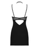 Пеньюар Obsessive Selinne chemise & thong XL/2XL Black, стрінги, подвійні бретелі - зображення 4