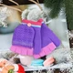 Перчатки детские шерстяные 7-10 лет без пальцев с накидным клапаном осень-зима фиолетовый - изображение 3