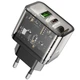 Сетевое зарядное устройство Hoco N34 Dazzling PD20W+QC3.0 - Transparent Black - изображение 1