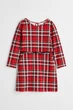 Платье с поясом красное в клетку H&M 98-104см (400093901) - изображение 1