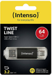 Флеш пам'ять Intenso Twist Line 64GB USB Type-A + USB Type-C Black (4034303031269) - зображення 3