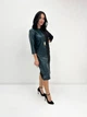 Женское платье миди с экокожей Fashion 50/52 черный с темно-зеленым - изображение 2
