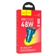 Зарядне автомобільне Hoco Z50 dual-port 1USB/1Type-C, 48W/3A, PD/QC transparent car charger із швидкою зарядкою Синій - изображение 2