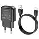 Зарядне мережеве BOROFONE BA64A (1USB 2.1A) USB to Type-C для синхронізації для заряджання телефона/смартфона Android/Samsung Чорний - изображение 1
