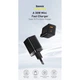 Сетевое зарядное устройство Baseus Super Si Pro Quick Charger Type-C+USB 30W Black - изображение 3