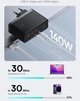 Мережевий зарядний пристрій BASEUS GaN5 Pro 160W (2 Type-C + 1 USB) з кабелем - зображення 5