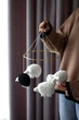 Детский мобиль на кроватку для младенцев ручной работы WooolyWool «Барашки» - изображение 6