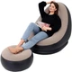 Надувное велюровое кресло диван с пуфом AIR SOFA с насосом для отдыха Коричневый GS-0910 - изображение 2