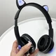 Беспроводные наушники с подсветкой с кошачьими ушками CAT EAR Headphones VZV-23M Bluetooth Черные - изображение 5