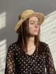 Соломенная шляпа канотье с прямыми полями D.Hats бежевая с цепью - изображение 2