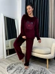 Пижама (свитшот + штаны) женская теплая велюровая AVRORA АО1712553 50-52 Темный бордо (ROZ6501003742) - изображение 1