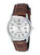 Білий наручний годинник Casio MTP-V002L-7B2 UDF з коричневим ремінцем. - зображення 1