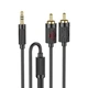Кабель HOCO UPA28 2 RCA - Jack 3.5 2 pin AUX lotus audio cable (1.5М) стерео-кабель для пристроїв Чорний - изображение 3