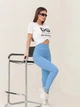Леггинсы в рубчик женские ISSA PLUS 14305 S Голубые (issa2007682525454) - изображение 3