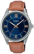 Годинник Casio MTP-V005L-2B5 UDF у блакитному кольорі зі шкіряним ремінцем світло-коричневого відтінку. - зображення 6