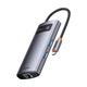 USB-хаб концентратор Baseus Metal Gleam Series 4-в-1 USB Type C - 3 порта USB 3.2 Gen.1 RJ45 Gray (YM1858) - зображення 1