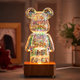 Детский ночник 3D светильник Мишка Фейерверк, ночник Bearbrick - изображение 1