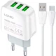 Зарядне мережеве LDNIO A3312 3хUSB 3.4А адаптер + кабель USB to Type-C для Android/Samsung/Xiaomi/Huawei/Meizu Білий - зображення 1