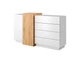 Спальный гарнитур 3D (Cube) - 2 Perfect Home Белый + Дуб крафт золотой (кровать 160x200 с тумбами и подъемным механизмом/шкаф 4D2S/230) - изображение 3