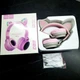 Беспроводные Bluetooth наушники кошачьи ушки Навушники Hoco W27 Cat ear headphones с микрофоном серо-розовые - изображение 1