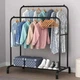 Вішалка Подвійна підлогова для одягу та взуття металева Clother Rack стійка для речей стелаж Чорна GS-7567 - зображення 7