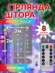 Гірлянда штора кольорова 2 на 3 метри USB на 200 LED RGB лампочок фіранка з пультом у прозорому силіконі GS-7563 - зображення 2