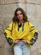 Женская вышиванка цветочная на желтой льняной ткани "Мариса" в стиле бохо 12074-52 (XL) - изображение 5