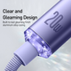 Kabel Baseus Crystal Shine Series Fast Charging Data Cable Type-C to IP 20 W 1.2 m Purpurowy (CAJY000205) - obraz 5