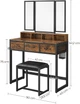 Туалетный столик 90×40×141 см черный - изображение 7