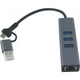Концентратор USB 3.0 Type-C/Type-A для RJ45 Gigabit Lan, 3*USB 3.0, cable 13 cm Dynamode (DM-AD-GLAN-U3) (194409) - зображення 2