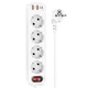 Подовжувач мережевий HOCO NS1 2USB/1Type-C, 4Розетки, 4000W, 20W/3A, Power Delivery/Quick Charge, 1.8м Білий - изображение 4