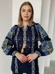 Жіноча вишиванка темно-синя бохо "Даяна" квіткова вишита блуза льняна 12525-48 (L) - зображення 1