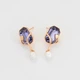 Серьги с кристаллами Swarovski Подводный мир 40160 размер 32х12 мм цвет фиолетовый вес 8.3 г позолота 18К - изображение 1
