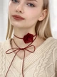 Чокер цветок из атласа D.Hats бордового цвета на шнурке - изображение 1