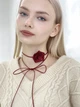Чокер цветок из атласа D.Hats бордового цвета на шнурке - изображение 2