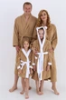 Махровый детский халат IDEAL TEXTILE с капюшоном, 380 г/м2, бежевый+белый на 7 лет 122 – 128 см - изображение 2