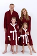 Махровый детский халат IDEAL TEXTILE с капюшоном, 380 г/м2, бордовый+белый на 7 лет 122 – 128 см - изображение 4
