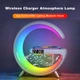 Настольная смарт лампа ночник часы G-Smart RGB G 1166 15W Light Sound Machine с беспроводной зарядкой и Bluetooth колонка Белая - изображение 2